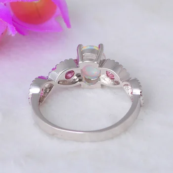 Nádherné Ružové Zirconia Prstene pre Ženy White Fire Opal Striebro Pečiatkou Módne Šperky Strany Krúžky USA veľkosť #6#7#8#9 OR770