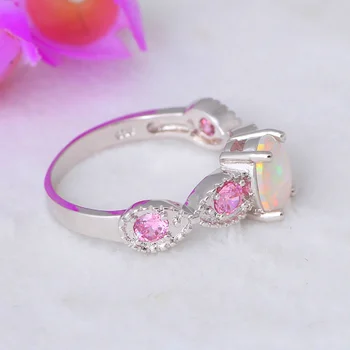 Nádherné Ružové Zirconia Prstene pre Ženy White Fire Opal Striebro Pečiatkou Módne Šperky Strany Krúžky USA veľkosť #6#7#8#9 OR770