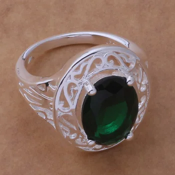 Nádherné Strieborné Módne Šperky s Jedinečným Dizajnom Prsteňa AAA Kubický Zirkón Zeleného Kameňa Prst Prsteň Veľkosti 8# Valentína AR374