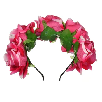 Nádherný Bohemia červené veľké ruže kvet hlavu hlavový most kvetinový hairband koruny headress pre dospelých predaj