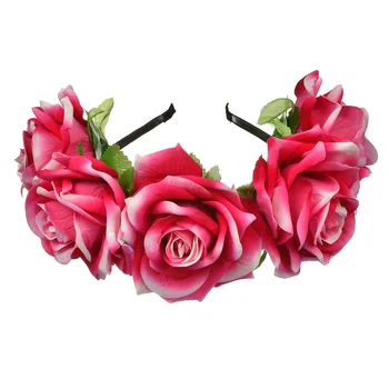 Nádherný Bohemia červené veľké ruže kvet hlavu hlavový most kvetinový hairband koruny headress pre dospelých predaj