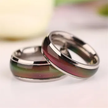 Nálada Krúžok Žien Snubné Prstene z Nehrdzavejúcej Ocele, prstene, Šperky Teplota Mení Farbu 6 mm Široký