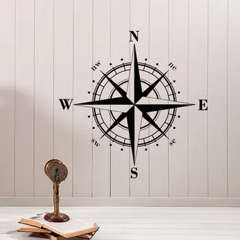 Námorné Ružica Kompasu Stenu Kotúča, Sever, Juh, Západ, Východ Spálňa Decor Samolepiek na Stenu, Obývacej Izby, Spálne, detskej izbe nástenná maľba JW047