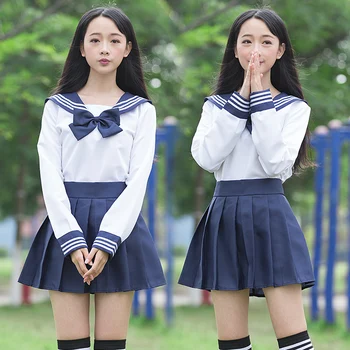 Námorník vyhovovali školskú uniformu stanovuje módny školské uniformy pre dievčatá biele tričko a tmavo modrej sukne, obleky študent Cosplay