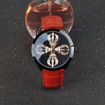 Náramkové hodinky Quartz Hodinky dámske Hodinky Vodotesné Vajra Budhistické rezbárske práce Vzor Čierne Originálne Kožené Neutrálne