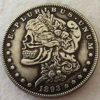NÁS Head-to-Head Dve Tváre 1893s Morgan Dolár lebky zombie kostra ručne vyrezávané Kópie Mincí Vysokej Kvality