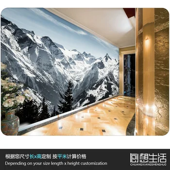Nástenná maľba Alpine sneh krajina stenu spálne 3D tapety na stenu 3d TV joj, nástenná maľba foto tapety na prispôsobenie