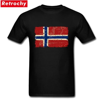 Nórsky T Košele Módne Európskej Nórska štátna Vlajka Dizajn T - košele Pre Mužov Bavlna Krátky Top Nostalgické Úžasný Čaj Muž