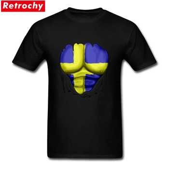 O Krk Švédsko Svalov Flag T-Shirt pre Mužov s Krátkym Rukávom pánske Tričko Dizajnér