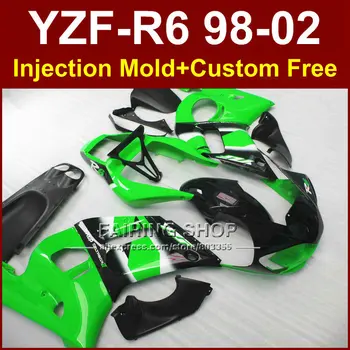 O7C3 Hot predaj zelená kapotáže diely na YAMAHA kapotáže auta YZF R6 98-02 vlastné kapotáže YZF R6 1998 1999 2000 2001 2002 5CEX