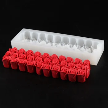 Obdĺžnikový Silikónové Mydlo Formy s 3D Ruže Kvet Plastický DIY Ručne vyrábané Umelecké Remeslo Úľavu Dekorácie Plesne