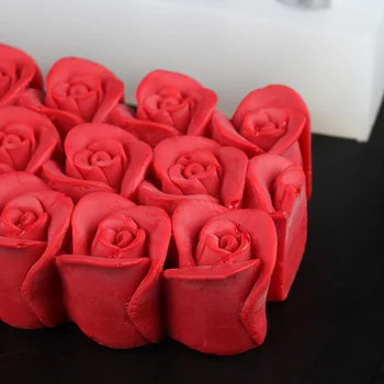Obdĺžnikový Silikónové Mydlo Formy s 3D Ruže Kvet Plastický DIY Ručne vyrábané Umelecké Remeslo Úľavu Dekorácie Plesne