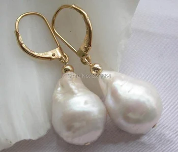OBROVSKÉ 22 mm biela barokový drip keshi reborn pearl visieť náušnice