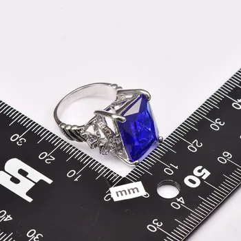 Obrovské Modré Crystal Zirkón S Multi White Crystal Zirkón 925 Sterling Silver Ring Pre Ženy a Mužov, Veľkosť 6 7 8 9 10 11 F1506