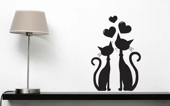 Odnímateľné Steny Nálepky Mačka Pár v Láske Srdca v Marci Jar Vinyl na stenu Odtlačkový 3d Plagát nástennú maľbu, Tapety Vinilos Paredes D933
