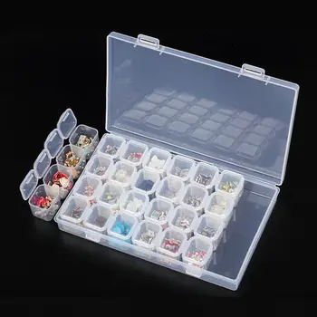 Odnímateľný nezávislé 28 Pohárov Sloty Nail Art Úložný Box Prípade Tipy Šperky Organizátor Korálky Nástroje
