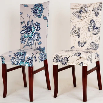 Odolná polyester spandex univerzálny jedálenské stoličky kryt krásne vintage kvet, motýľ vzor úsek počítač prestieranie