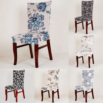Odolná polyester spandex univerzálny jedálenské stoličky kryt krásne vintage kvet, motýľ vzor úsek počítač prestieranie