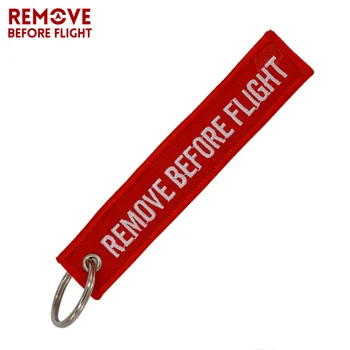 Odstrániť Pred Letom Keychain Auto Krúžok OEM Červená Výšivky Tlačidlo Fobs Štítok Kľúčov Reťazca Šperky Trinket Pre Letectvo Dary