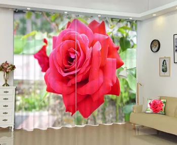 Odtieň Textílie red rose 3D Tlač Fotografií, Blackout Závesy Pre Obývacia izba posteľná bielizeň izba Hotel Závesy Cortinas para sala