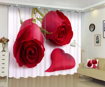 Odtieň Textílie red rose 3D Tlač Fotografií, Blackout Závesy Pre Obývacia izba posteľná bielizeň izba Hotel Závesy Cortinas para sala