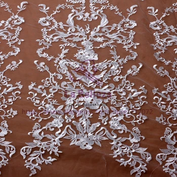 Off white polyster výšivky svadobné šaty textílie, čipky 51