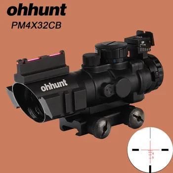 Ohhunt PM 4X32 CB Kompaktný Riflescope Červená Zelená Modrá Sklo Reticle Tri-Svetelné Taktické Optickým Zameriavačom Predné a Zadné Pamiatky
