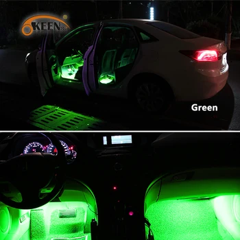 OKEEN Auto Styling 4*KS Auto RGB LED Atmosféru Neon Interiéru Svetlo, Pás je Dekoratívne Osvetlenie, Lampy, Bezdrôtové Diaľkové Ovládanie Hudby