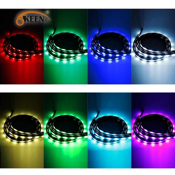 OKEEN led underglow 5050 LED Zvuk hudby Ovládanie RGB Flash Pásy Tube Light Kit Pod Auto Svietiť, Podvozok Systém Bezdrôtového Diaľkového