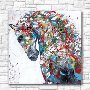 Olejomaľba moderné viacfarebná kôň-maľovanie na Stenu Decor Maľované Steny Umelecké Plátno Vytlačené Obývacia Izba Maľovanie na Stenu Umenie Obrázok