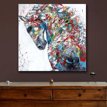 Olejomaľba moderné viacfarebná kôň-maľovanie na Stenu Decor Maľované Steny Umelecké Plátno Vytlačené Obývacia Izba Maľovanie na Stenu Umenie Obrázok