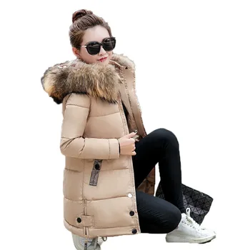 OLGITUM 2018 Slim nadol bunda ženy v dlhodobej časti kapucňou veľké golier golier bavlna zimné bavlnená bunda CC388