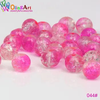 OlingArt Sklo Kolo Perličiek 6MM/8MM Ružovej farby prechody zmiešané Crack Crystal dištančné DIY Náramok, náhrdelník šperky čo 2017
