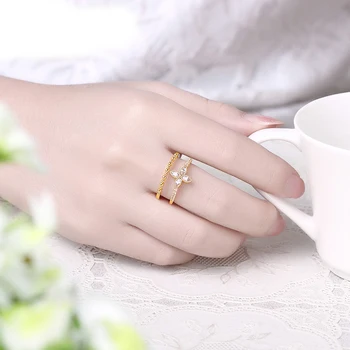 ONA WEIER nehrdzavejúcej ocele, prstene pre ženy angažovanosti žien prst darčeky dievčatá milujú rose gold nastaviteľný krúžok bts šperky