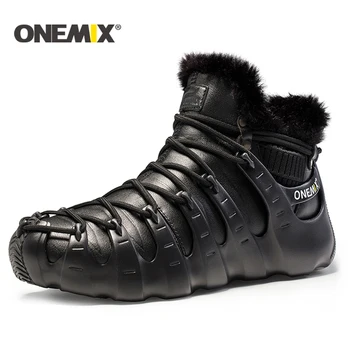 Onemix zimné mužov topánky bežecká obuv pre ženy, vonkajší trekking topánky tenisky vychádzkové topánky na jeseň v zime teplé vedenie topánky
