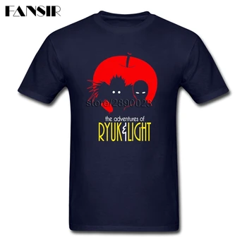 Online Návrhár Tee Tričko Samec Krátky Rukáv O Krk Dobrodružstvo Ryuk & Light Death Note Teenage Topy Tee Muži T-shirts