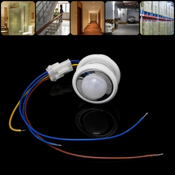 OOTDTY Biela AC 100-240V 40 mm LED Energeticky úsporné PIR Detektor Infračervený Snímač Pohybu Spínač s časovým Oneskorením, Nastaviteľné