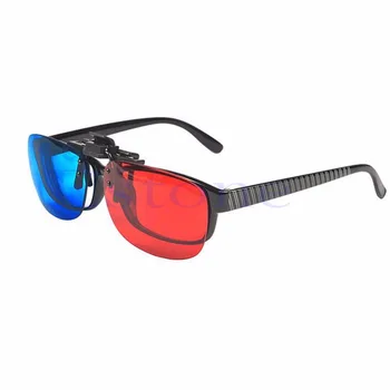 OOTDTY Nové Červená Modrá 3D Okuliare Visí Rám 3D Okuliare Krátkozrakosť Špeciálne Stereo Klip Typ