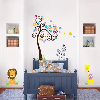 Opice slon, lev zooyoo stenu nálepka pre deti izba 5091 dekoratívne adesivo de parede vymeniteľné pvc, steny odtlačkový 3.5