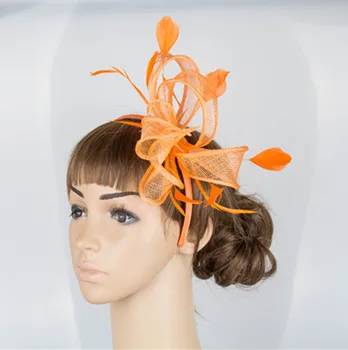 Orange alebo 21 Farby Horúce Módne efektné Kvetinové Pierko Fascinator hlavový most Klobúk Svadbu, Ples Dámy liene vlasy príslušenstvo TMYQ033