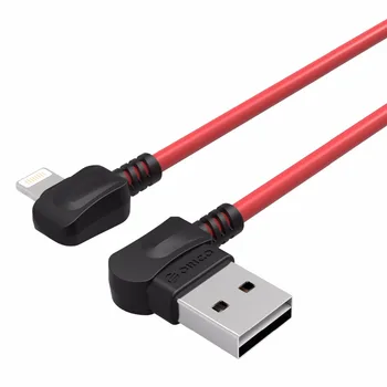 ORICO Právo-angled Ohýbanie pre Apple Osvetlenie na USB Nabíjací Kábel Pre iPhone 5 6 7 8 Dátový Kábel USB pre zariadenia iPhone, iPad TPE Červená