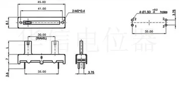 Originál nové SC3043N 45MM list jednej stlmovač potenciometer B50K 15 MM rukoväť s bielymi škvrnami (PREPÍNAČ)