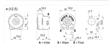 Originál nové Španielsko import nastaviteľné potenciometer PT15-4.7 K horizontálnej eliptických otvor 3pin (PREPÍNAČ)