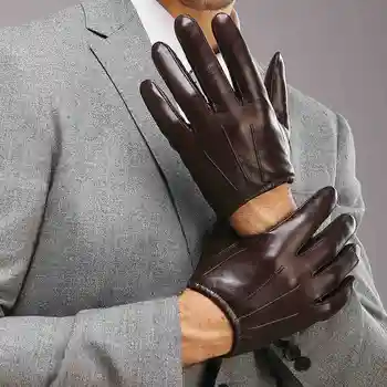 Originálne Kožené Mužov Rukavice Módne Bežné Ovčej Glove Black Brown Päť Prsty Krátke Štýl Muž Vodičské Rukavice M017PQ