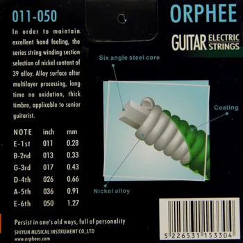 Orphee DE-4X Elektrické Gitarové Struny 011-050 Zliatin Niklu Stredné Reťazce 6pcs/set Gitarová Hudba Drôt