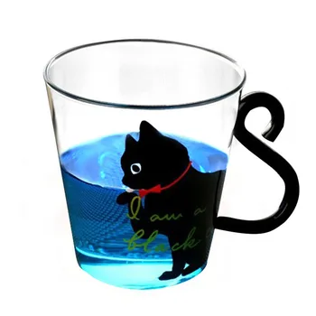 Osobnosti Sklo Voda Cup kórejský Japonský Štýl 3D Cat Vytlačené Tepelne-odolné Mlieko Pohár Šťavy Hrnček na Kávu, Izolované Hrnčeky 8.5 oz
