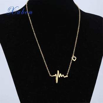 Osobné Infinity Náhrdelník EKG prívesok zlatý Náhrdelník Milenca Náhrdelník Šperky z Nerezovej Ocele reťazca Valentína Darček 925
