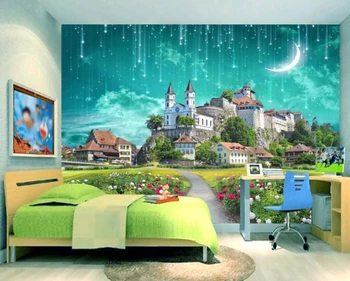 Osobné vlastné 3D fotografie tapety hrad meteorický dážď 2 farba 3D stereo TV gauč deti, spálne, obývacia izba pozadí na stenu