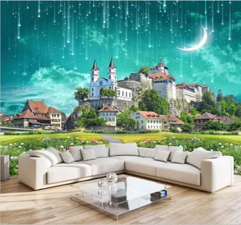Osobné vlastné 3D fotografie tapety hrad meteorický dážď 2 farba 3D stereo TV gauč deti, spálne, obývacia izba pozadí na stenu