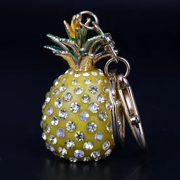 Ovocie Šperky Ananás Keychain Drahokamu Kabelky Kabelky Zavesiť Prívesok Keyrings Luxusné Jemné Doplnky Kľúča Držiteľa